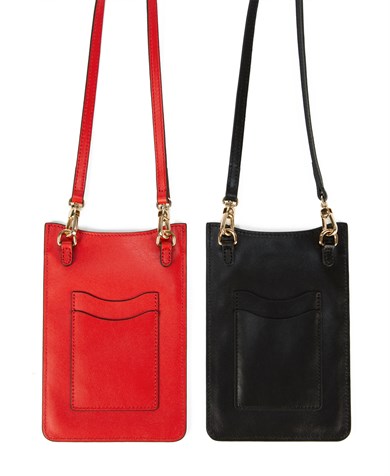 Askılı Deri Telefon Çantası Kırmızı