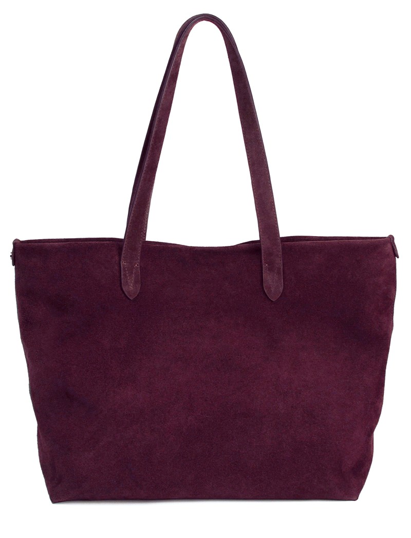 Bordo Süet Deri Tote Çanta Classic