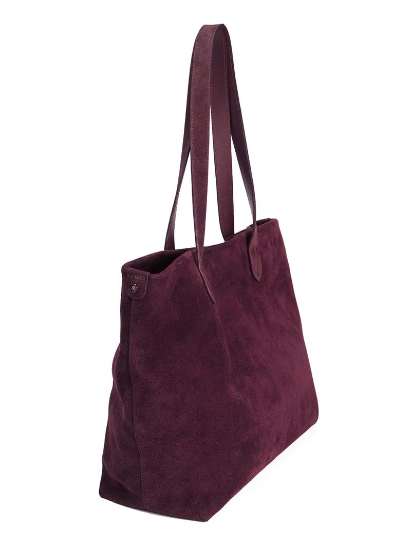 Bordo Süet Deri Tote Çanta Classic