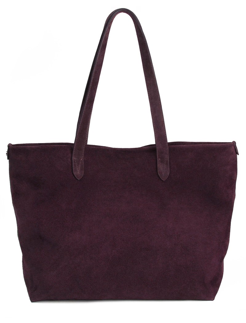 Bordo Süet Deri Tote Çanta Classic