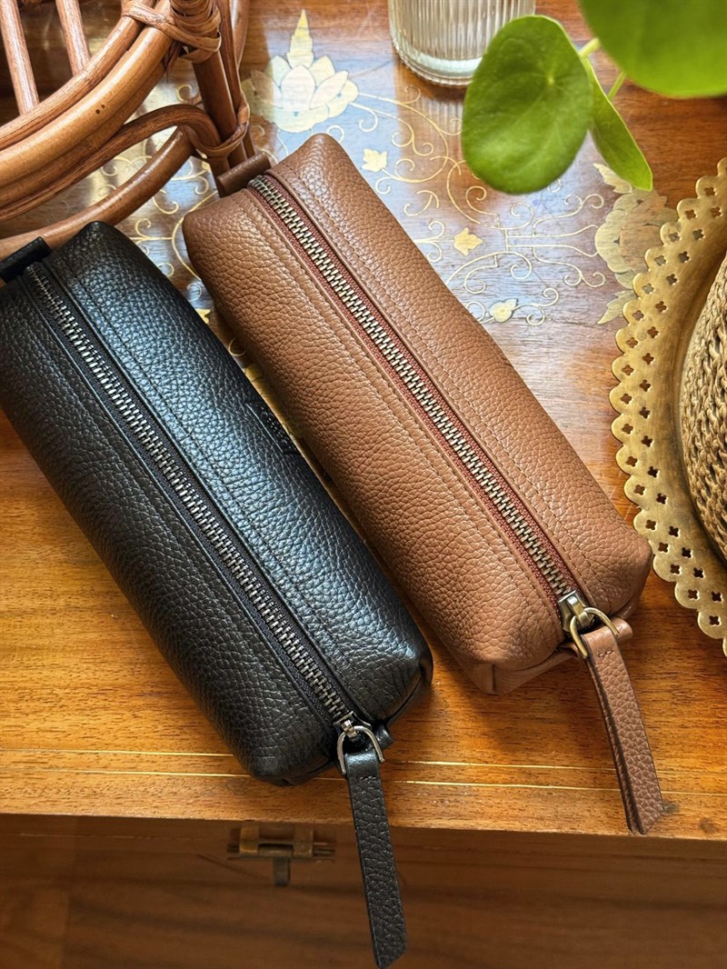 Deri Büyük Kalem Kutusu Taba