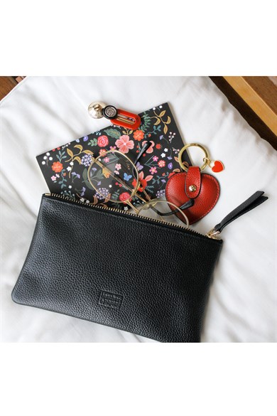 Deri Dikdörtgen Çanta Siyah