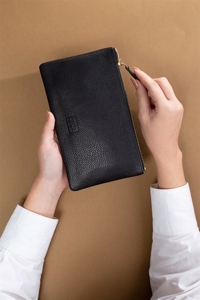 Deri Dikdörtgen Çanta Siyah