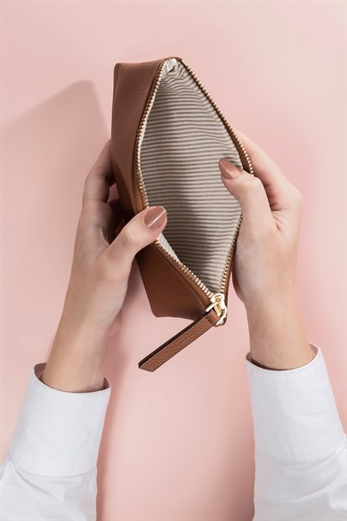 Deri Dikdörtgen Çanta Taba