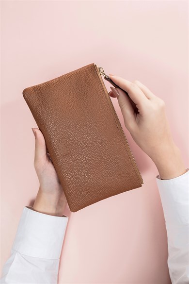 Deri Dikdörtgen Çanta Taba