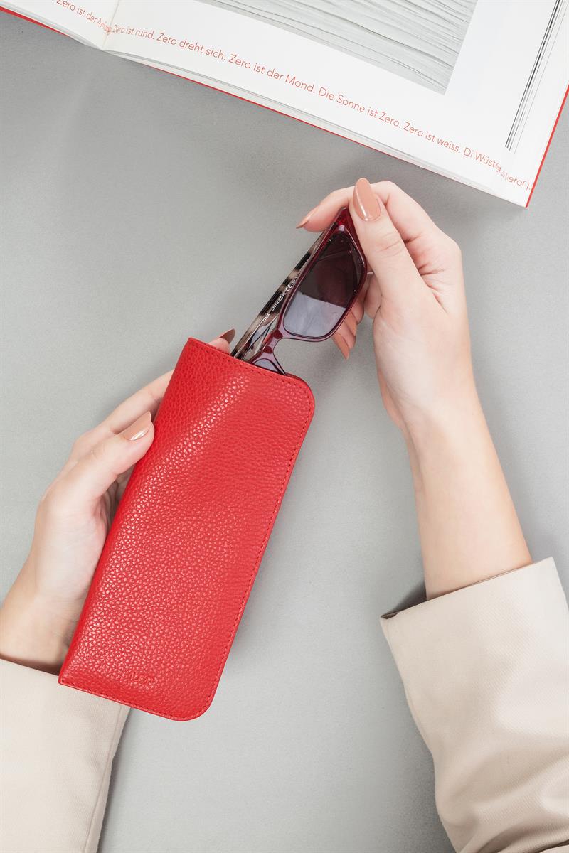 Deri Gözlük Kılıfı Kırmızı