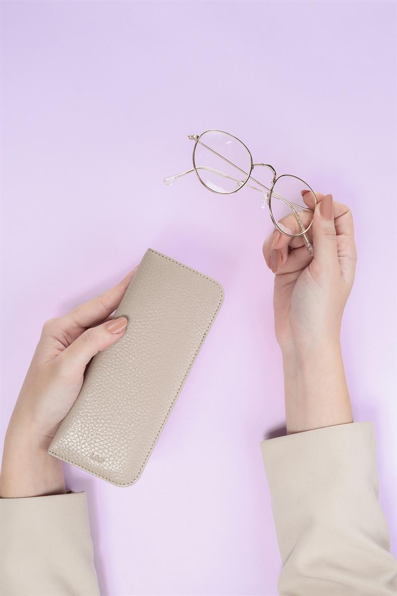 Deri Gözlük Kılıfı Kum Beji