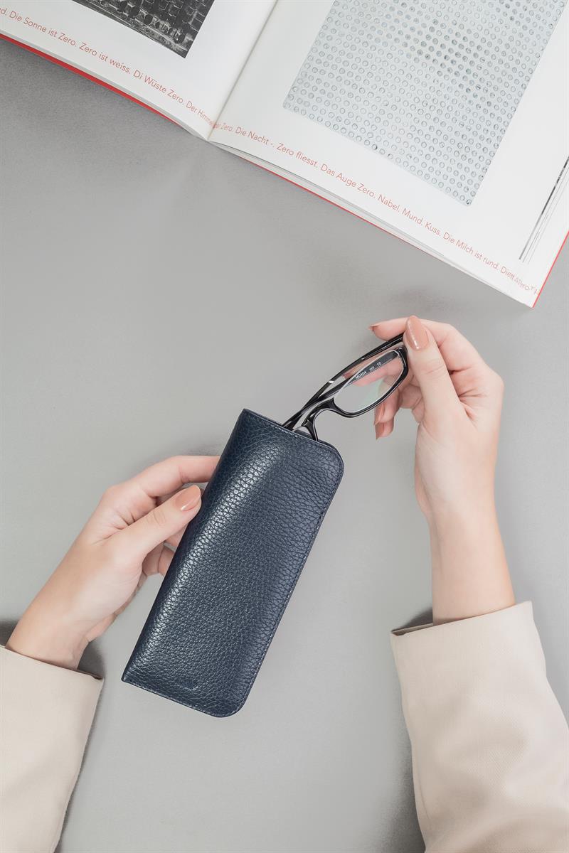 Deri Gözlük Kılıfı Lacivert