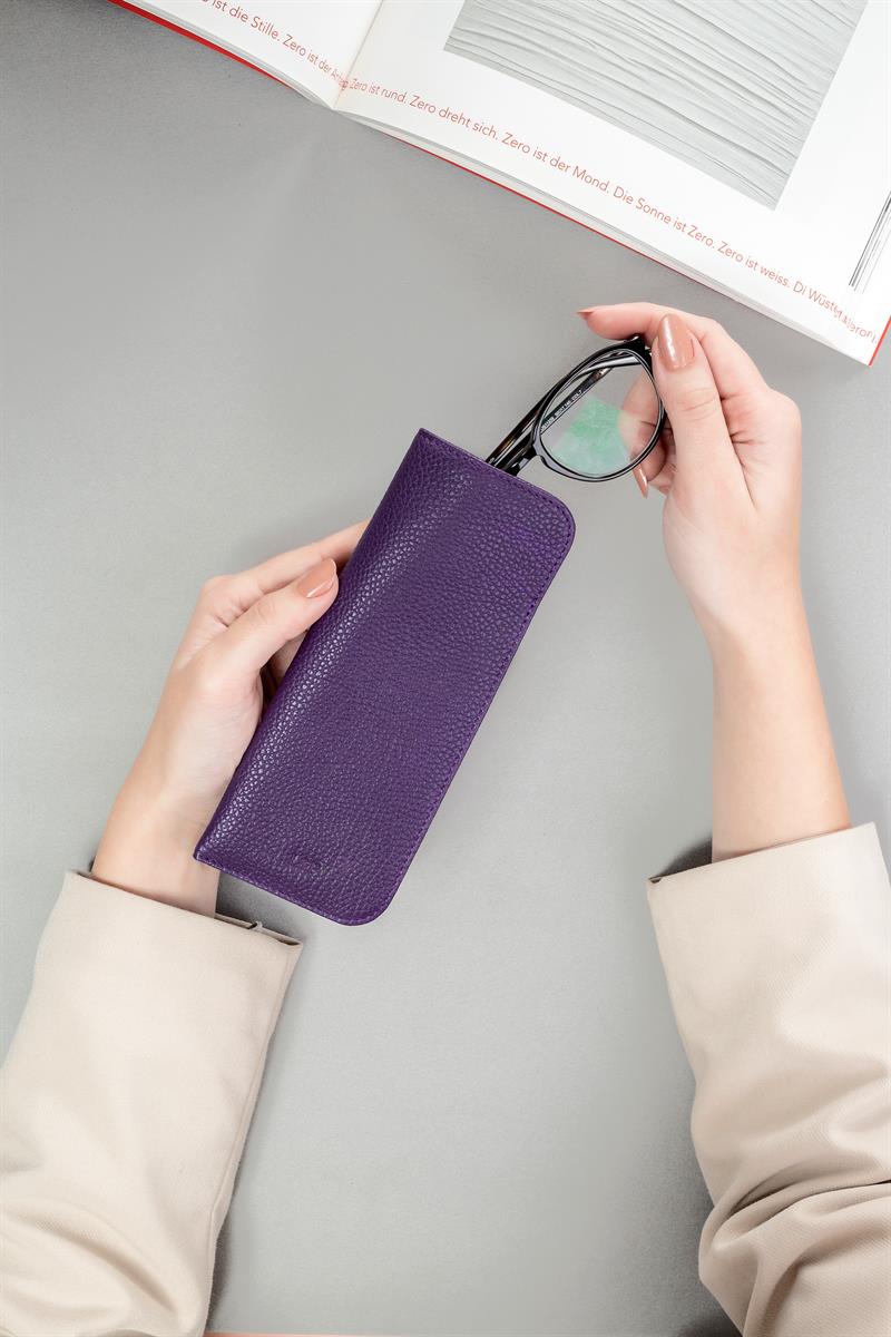 Deri Gözlük Kılıfı Mor