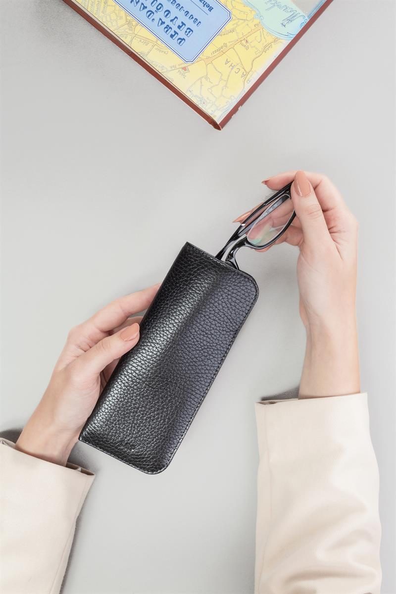 Deri Gözlük Kılıfı Siyah