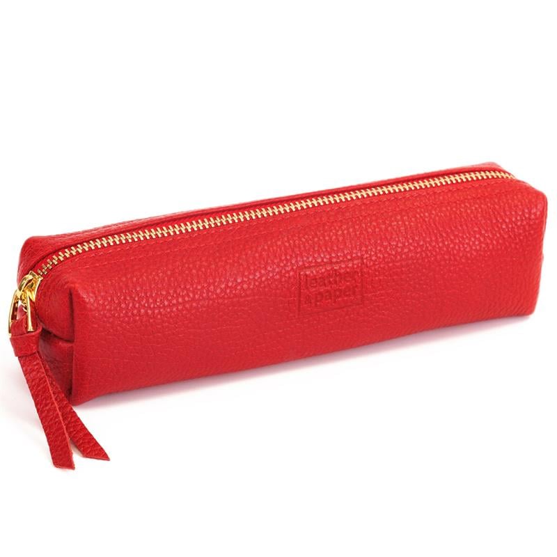 Deri Kalem Kutusu Kırmızı