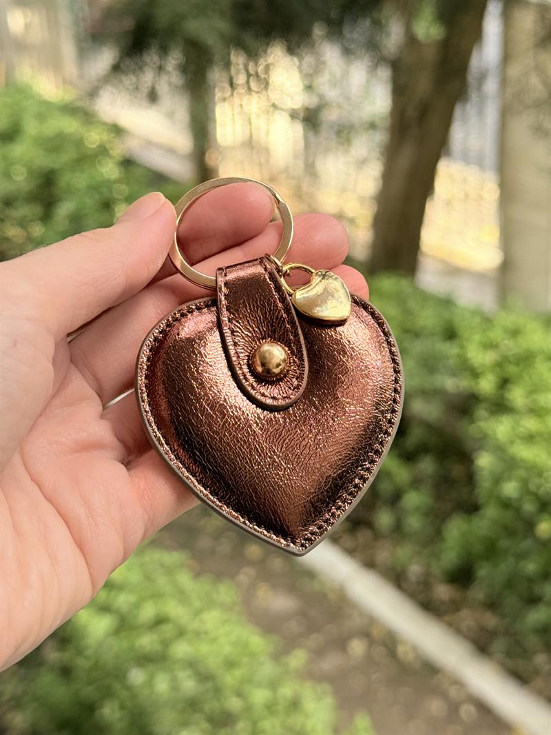 Deri Kalp Anahtarlık Bronz