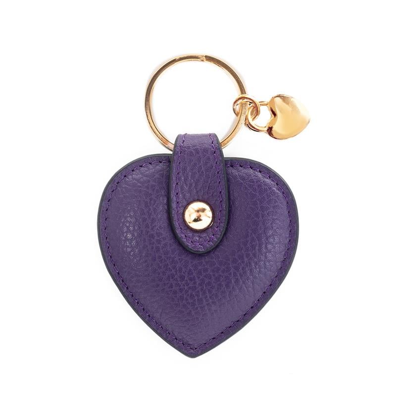 Deri Kalp Anahtarlık Mor