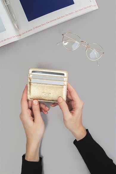 Düz Deri Kredi Kartlık Dore 