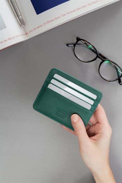 Deri Kredi Kartlık Zümrüt Yeşil