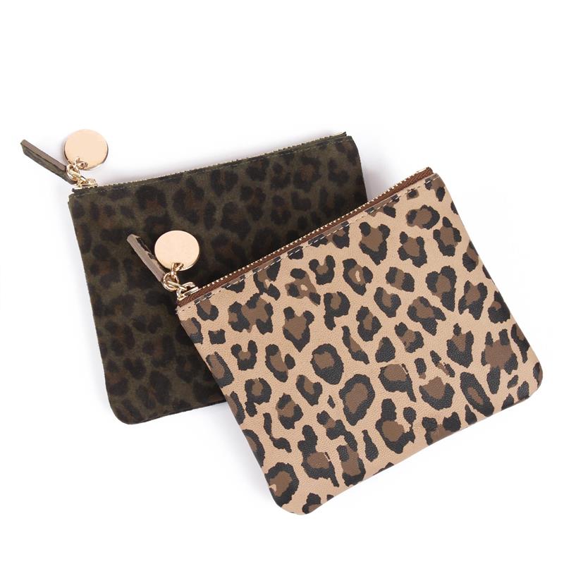 Süet Deri Mini Çanta Leopar Desen Baskılı ve Metal Aksesuarlı Koyu Yeşil