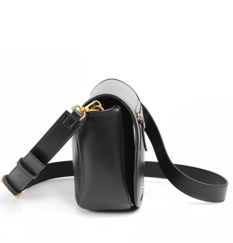 Deri Saddle Çapraz Çanta Siyah