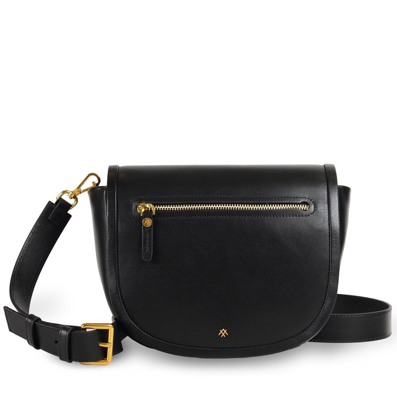 Deri Saddle Çapraz Çanta Siyah