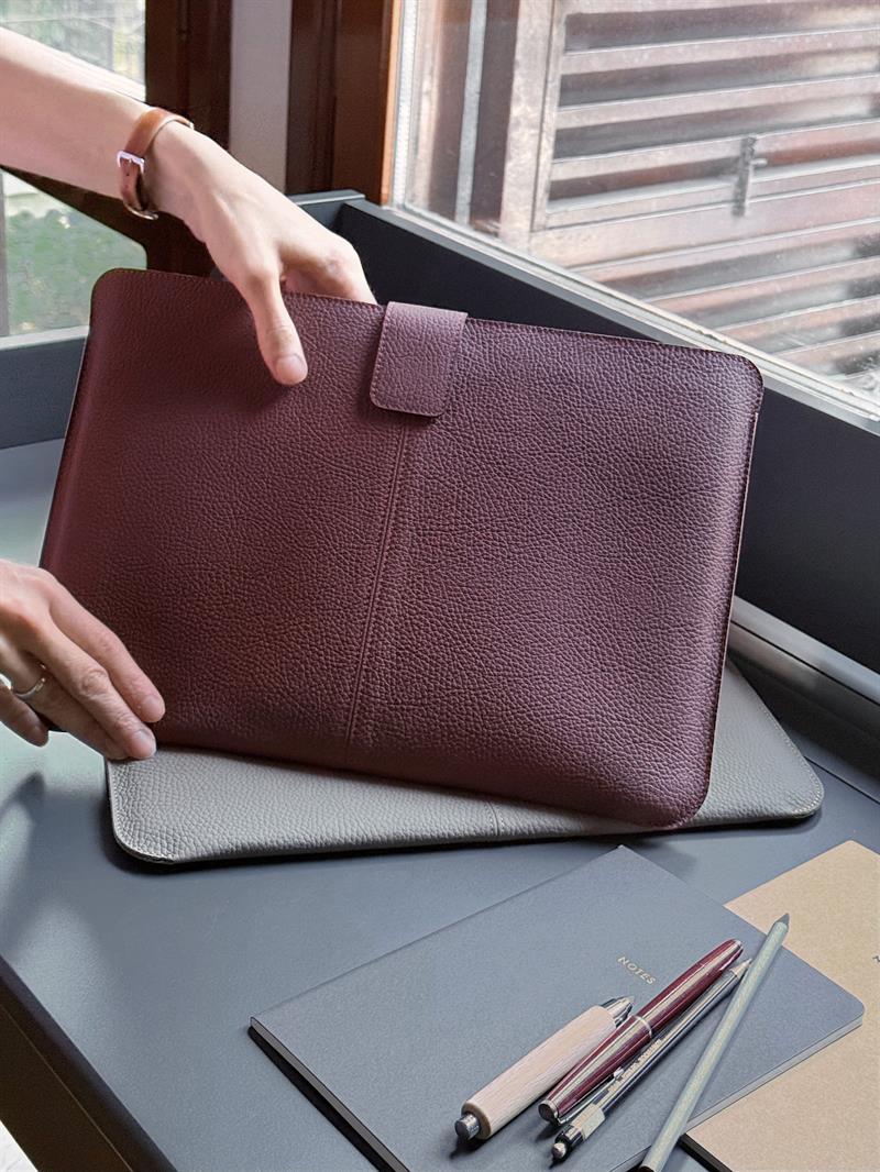 Deri Slim Laptop Kılıfı 14 Bordo