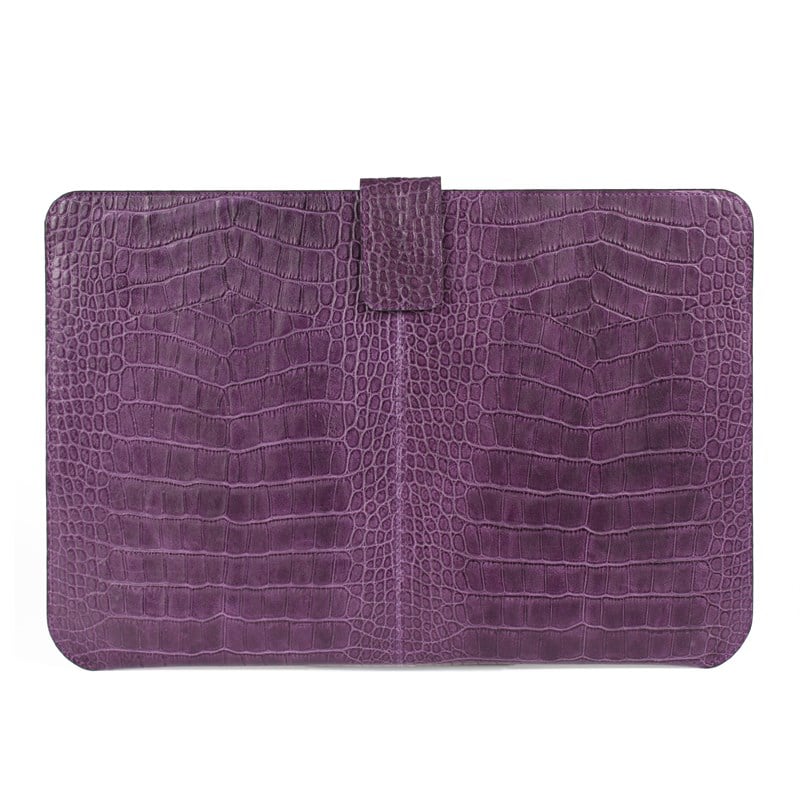 Deri Slim Laptop Kılıfı 14'' Mor Kroko Desen