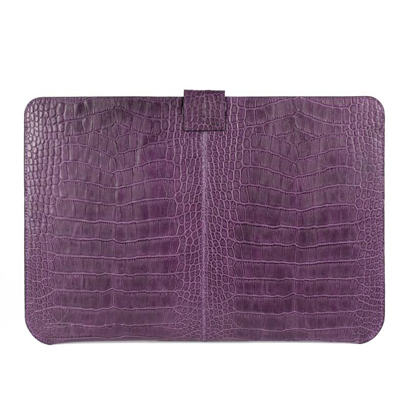 Deri Slim Laptop Kılıfı 14 Mor Kroko Desen