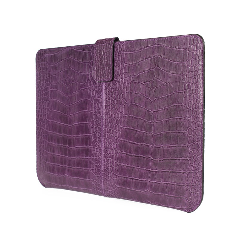 Deri Slim Laptop Kılıfı 14 Mor Kroko Desen