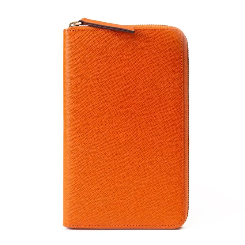 Dokulu Deri Küçük Organizer El Çantası Turuncu