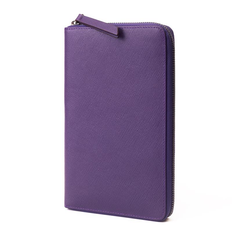 Dokulu Deri Küçük Organizer El Çantası Mor