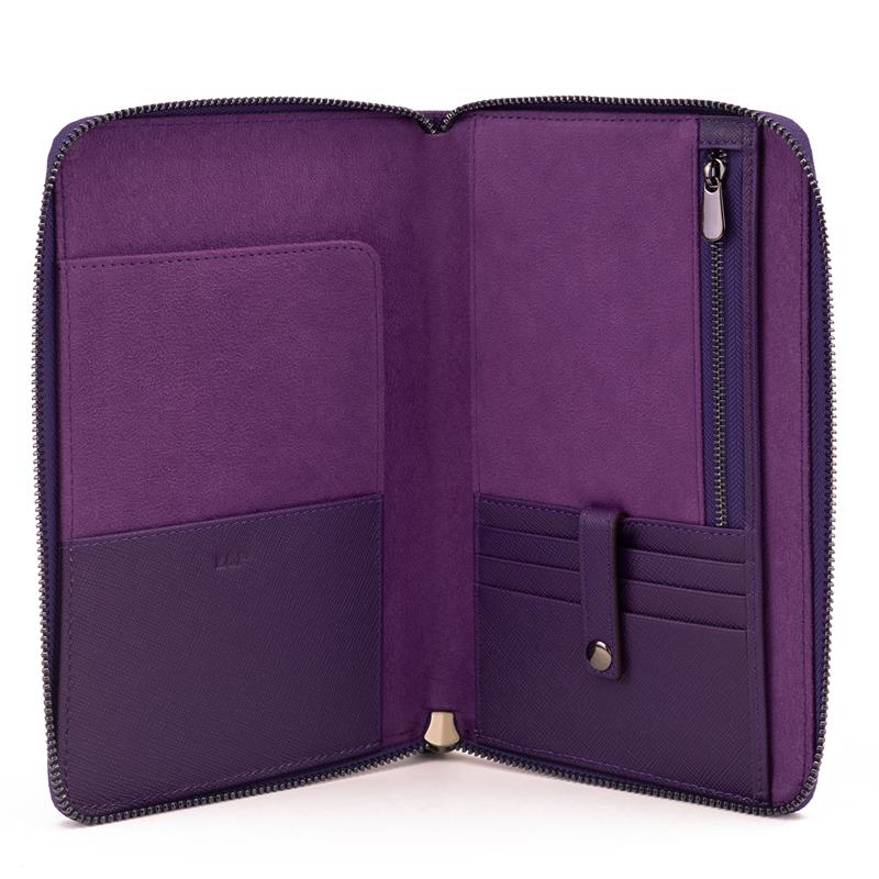 Dokulu Deri Küçük Organizer El Çantası Mor