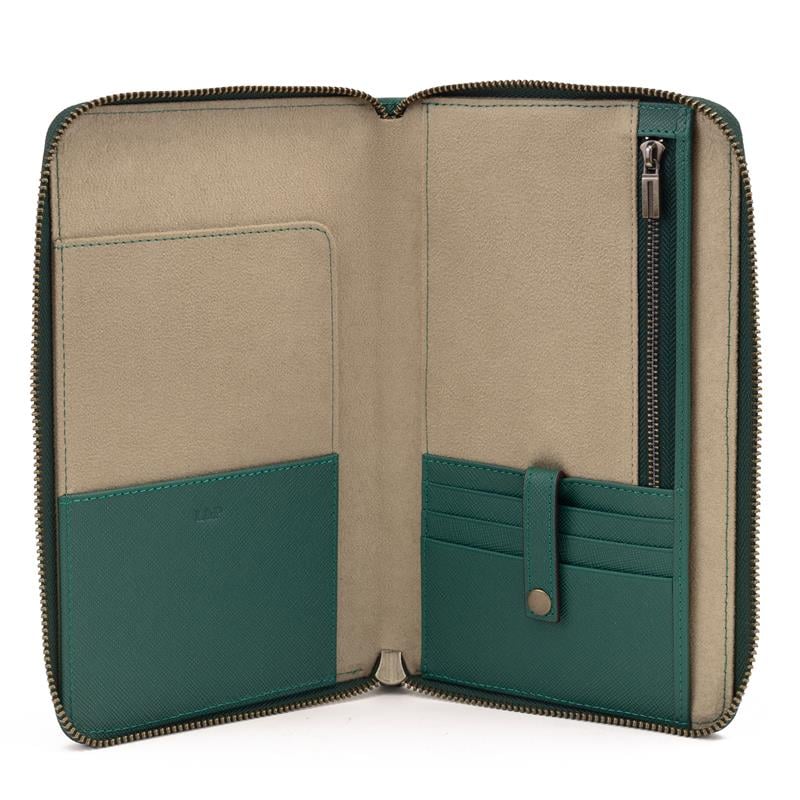 Dokulu Deri Küçük Organizer El Çantası Zümrüt Yeşil