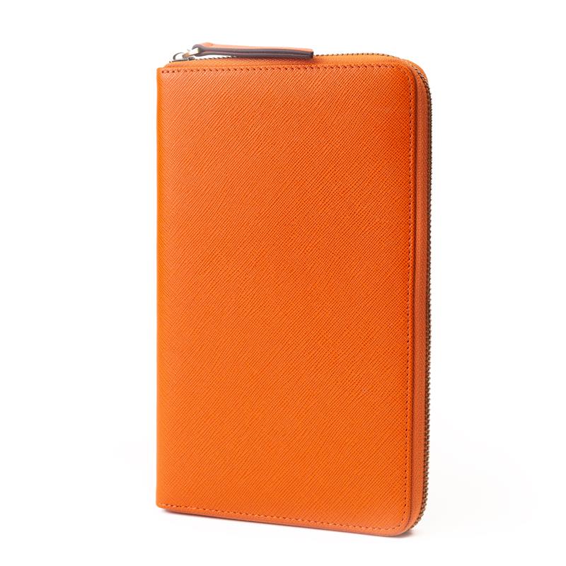 Dokulu Deri Küçük Organizer El Çantası Turuncu