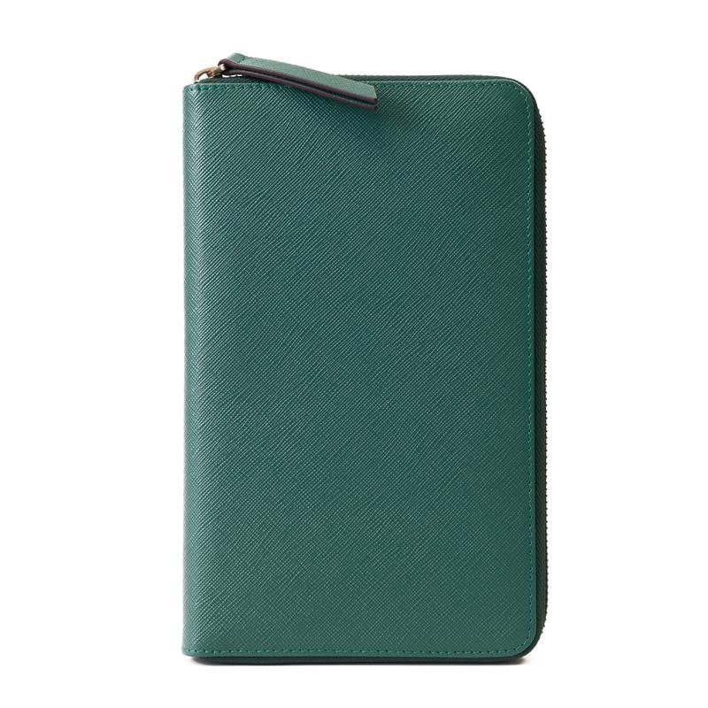 Dokulu Deri Küçük Organizer El Çantası Zümrüt Yeşil