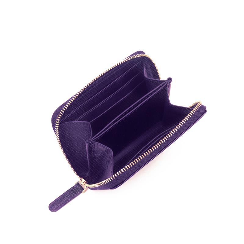 Dokulu Deri Mini Cüzdan Mor