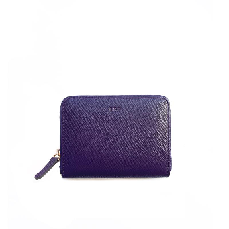 Dokulu Deri Mini Cüzdan Mor
