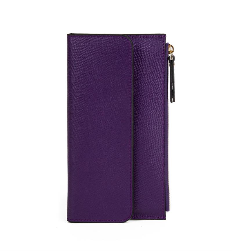 Dokulu Deri Slim Cüzdan Mor