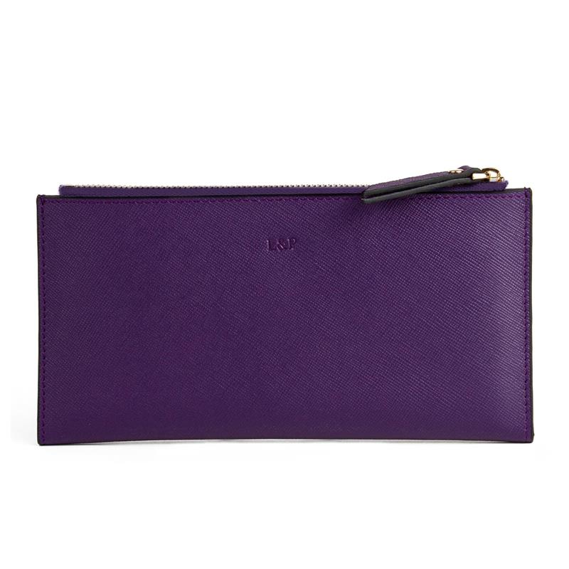 Dokulu Deri Slim Cüzdan Mor