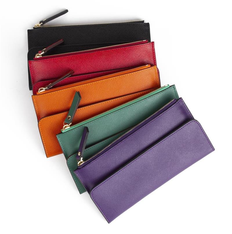 Dokulu Deri Slim Cüzdan Mor