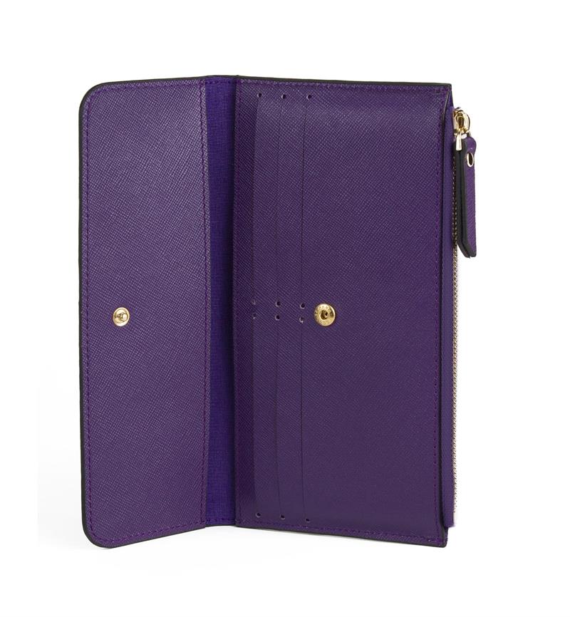 Dokulu Deri Slim Cüzdan Mor