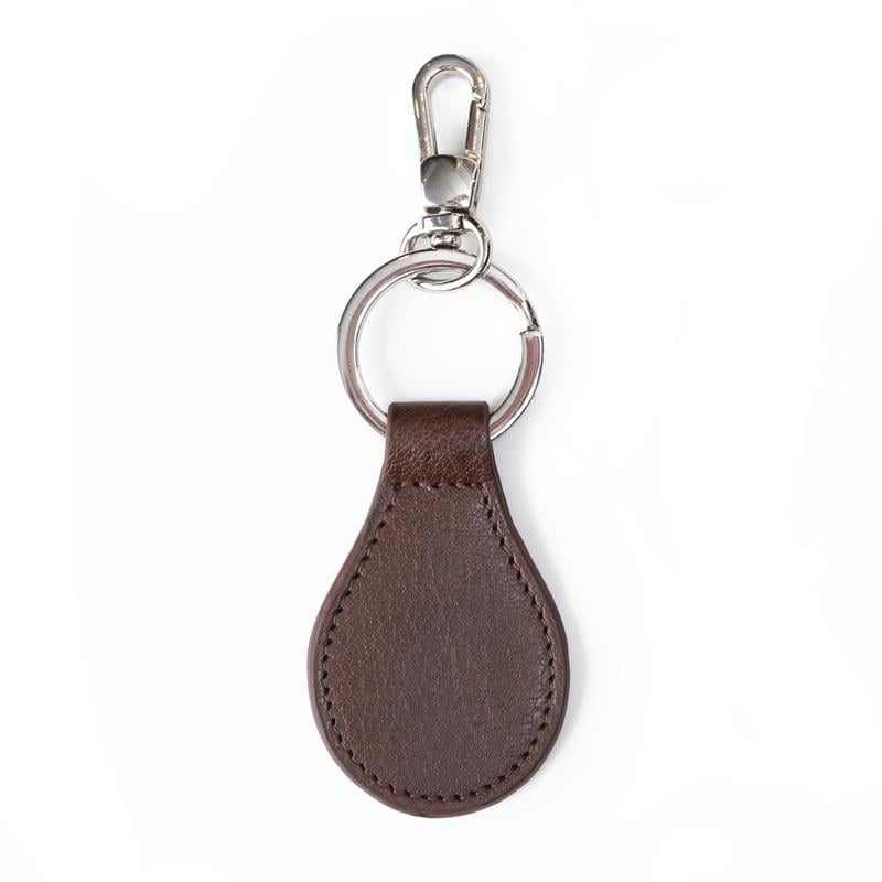 Düz Deri Anahtarlık Loop Kahve Gümüş Renk Aksesuarlı 