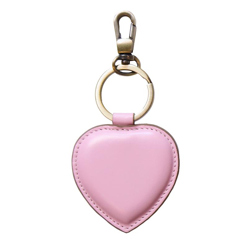Düz Deri Kalp Anahtarlık Açık Pembe