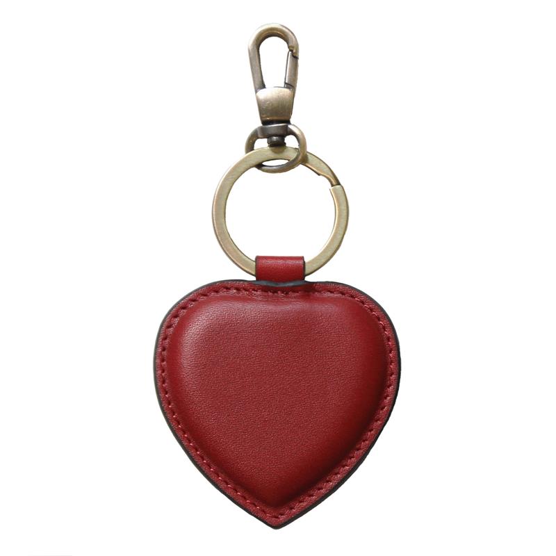 Düz Deri Kalp Anahtarlık Bordo