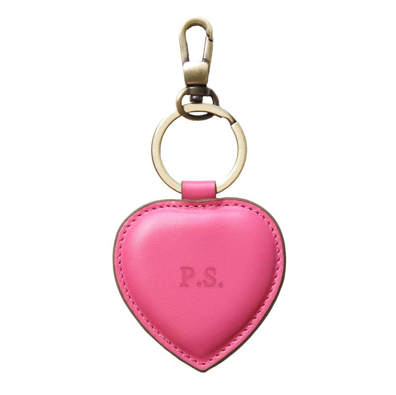 Düz Deri Kalp Anahtarlık Koyu Pembe