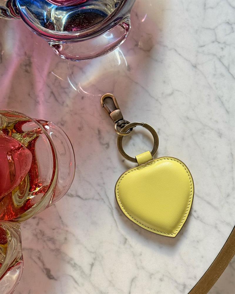 Düz Deri Kalp Anahtarlık Sarı