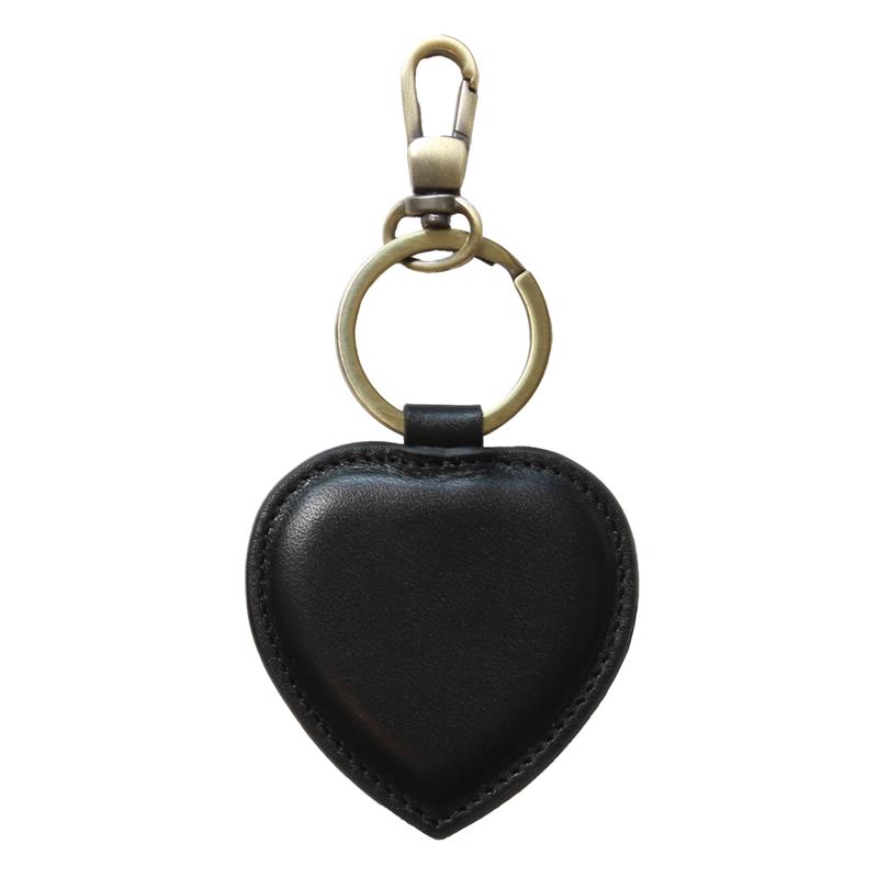 Düz Deri Kalp Anahtarlık Siyah