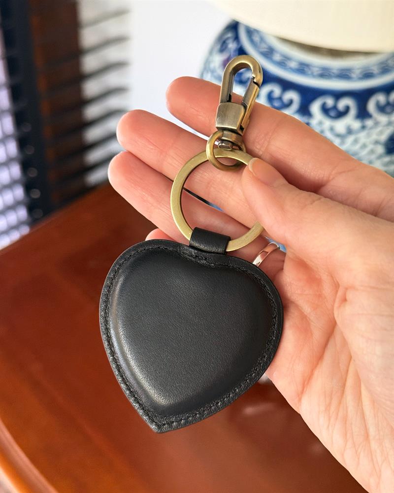 Düz Deri Kalp Anahtarlık Siyah