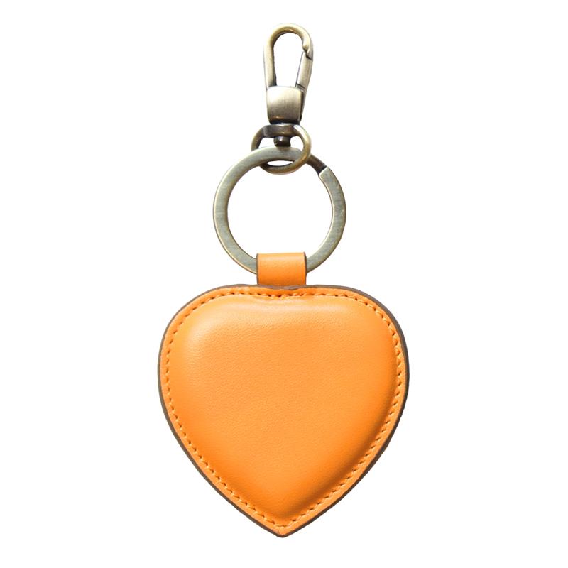 Düz Deri Kalp Anahtarlık Turuncu