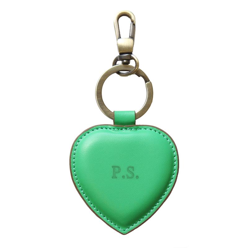 Düz Deri Kalp Anahtarlık Yeşil