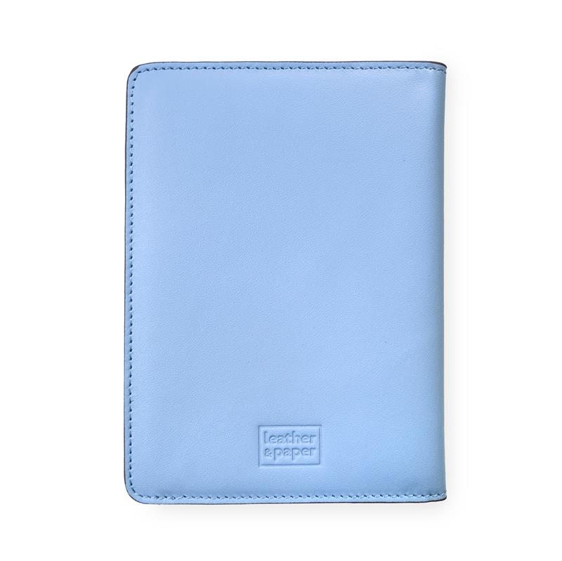 Düz Deri Pasaport Kılıfı Açık Mavi
