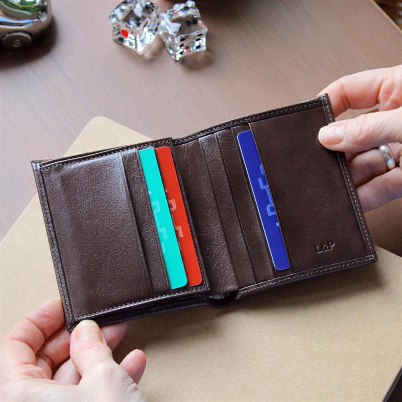 Kahve Deri Cüzdan Kimlik Cepli Hediye Kutusu