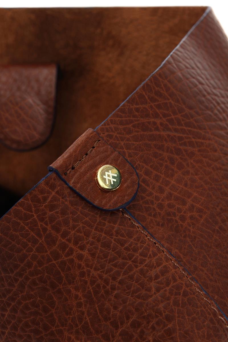 Kahve Deri Tote Çanta Small